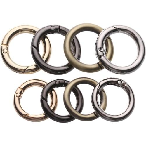 2Pcs Zinc Alloy Belt Strap Buckle Plated Gate Spring O-Ring Clips Carabiner Purses Handbags Round Push Trigger Snap Carabiner