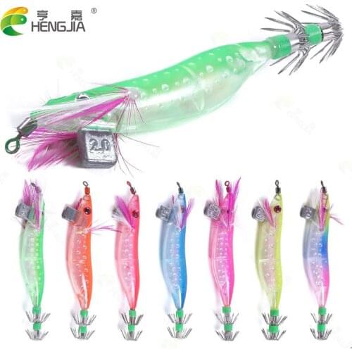 5Pcs A Set 2.0 Banana Wood Shrimp 10Cm 9g Sea Fishing Luminous Explosion Hook Squid Hook Bait Noctilucous Lure Wobbler Fake Bait