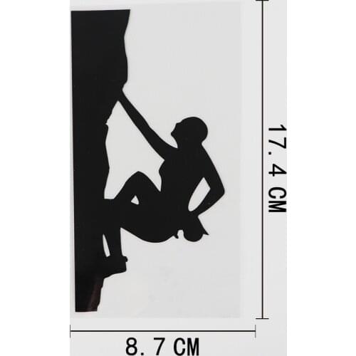 8.7CMX17.4CM Extreme Rock Climbing Sports Vinyl Car Sticker Black/Silver 8A-0918