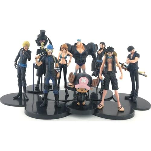 9Pcs/Lot Anime One Piece Gold Ver. Monkey D Luffy Tony Chopper Brook Sanji Nami Zoro Robin Usopp PVC Action Figure Toys Doll