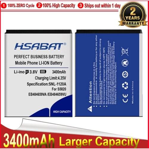 HSABAT 3400mAh EB484659VA / EB484659VU Battery for Samsung Galaxy S5820 I8150 W689 S5690 T759 I8350 S8600 M930 i110 R730 i677