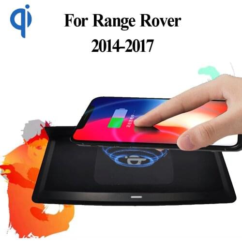 For Range Rover 14-17 15W Qi Fast Charging Car Vehicle Wireless Charger Pad Auto Android Phone Iphone Holder Plate Accessories
