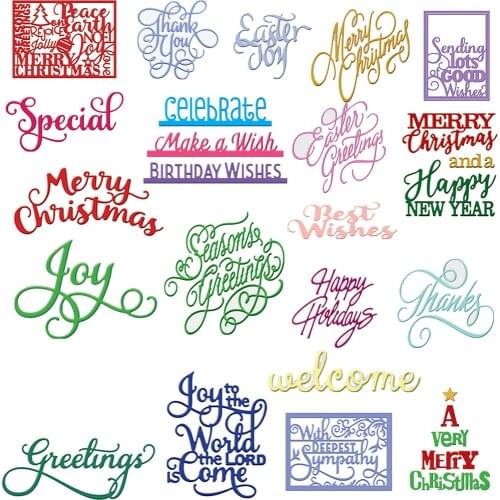 Best Wishes Multi Shape Metal Cutting Dies Stencil Scrapbook Album Embossing For Gift Card Making Handcrafts Decor