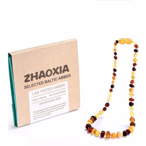 RawBaltic Amber Teething Necklace/Bracelet for Baby(Multicolor Raw - UnPolished) - Handmade in Lithuania - 3 Sizes