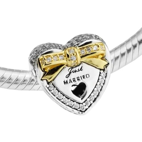 Wedding Heart Clear CZ Charms Silver Beads For Jewelry Making Fits European Bracelets Sterling Silver Jewelry Woman DIY