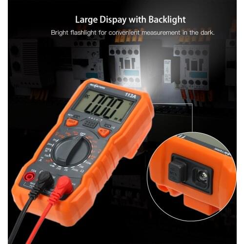 RICHMETERS RM113A NCV Digital Multimeter 2000 Counts HFE AC/DC Voltage Measuring Meter with Magnetic Suction Flash Light