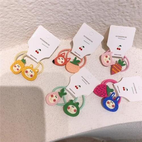 Childrens Fruit Strawberry Cartoon Elastic Hair Bands Baby Girls Hair Accessories Kids Hair Scrunchies Hair Ring Head Rope