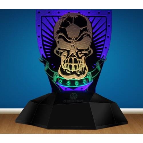 Soccer Skull Tattoo Night Lamp LED Skull Decorative Lights Football Skeleton with Shield Touch Sense Desk Lamp