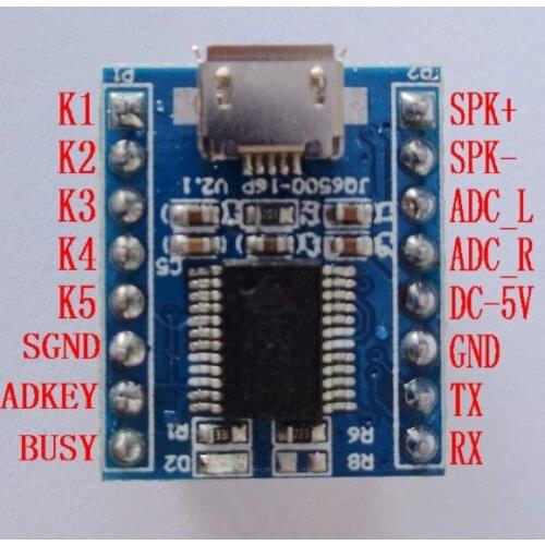 5pcs/lot 16Mbit JQ6500 Voice Module MP3 module High quality MCU Serial port control One-on-one 5 way control Music IC Module