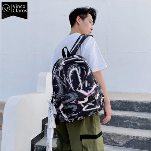 Urban Men Backpack Fashion Graffiti Backpacks for Teenage Boys Lightweight Nylon School Bags Trend Brand Designer Backpacks 2021