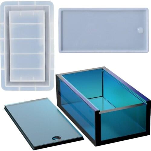 Domino Storage Box Epoxy Resin Mold Container Casting Silicone Mould DIY Crafts Rectangular chess and card storage box Mold
