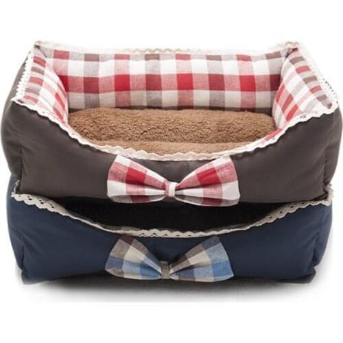 Pet Dog Bed Warm Dog House with Bow Cat Mat Pet Supplies