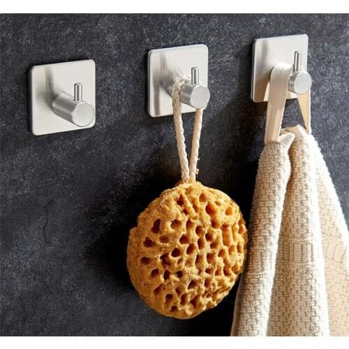 Hot 100pcs/lot Self Adhesive Home Kitchen Wall Door Hook Key Rack Kitchen Towel Hanger Stainless steel