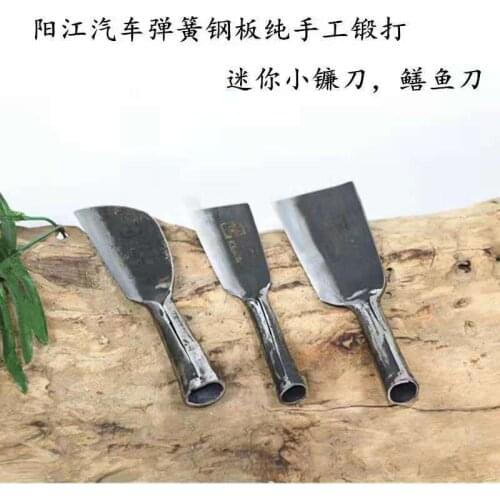 Mini small firewood knife, outdoor open road knife, jungle knife, hand forged sickle, super sharp fish killing knife, mini versi