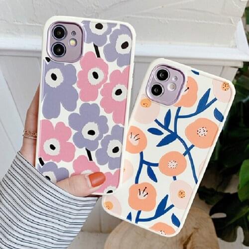 Fashion Art Flowers Silicone Phone Case For iPhone 12 11 Pro X XR XS Max 12 Mini SE2 7 8 Plus Soft Bumper Shockproof Matte Cover