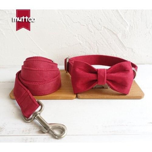 MUTTCO Pretty self-design dog collar with bow tie THE CHERRY unique Chihuahua dog collars and leashes set 5 sizes UDC020