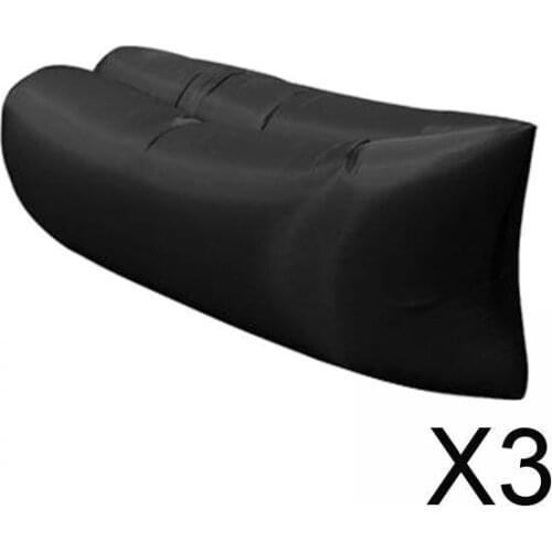 3xInflatable Sofa Air Bed Lounger Chair Sleeping Bag Mattress Couch Black