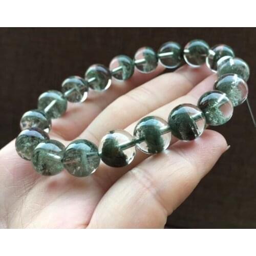 Genuine Natural Green Phantom Quartz Bracelet Garden Women Men 11mm Crystal Clear Round Beads 11mm Stretch Bracelet AAAAAA