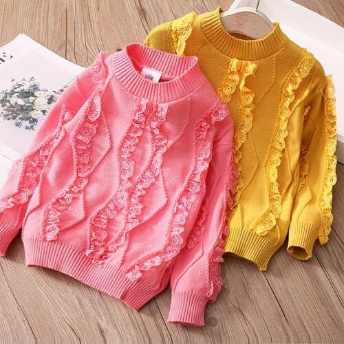 2021 Autumn Winter Kids Lacework Sweater Children Bear New Year Clothing Boys Girls Cotton Baby Costumes SD3