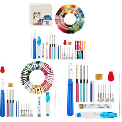 Complete Punch Needle Kit DIY Embroidery Craft Cloth Accessory Threader Tools Set