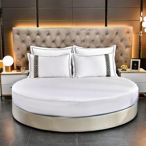 White Bed Sheets Home Hotel Fitted Sheet Round Bed Cover 200x200 220x220cm Pure Cotton Sofa Bedspread No Pillowcase