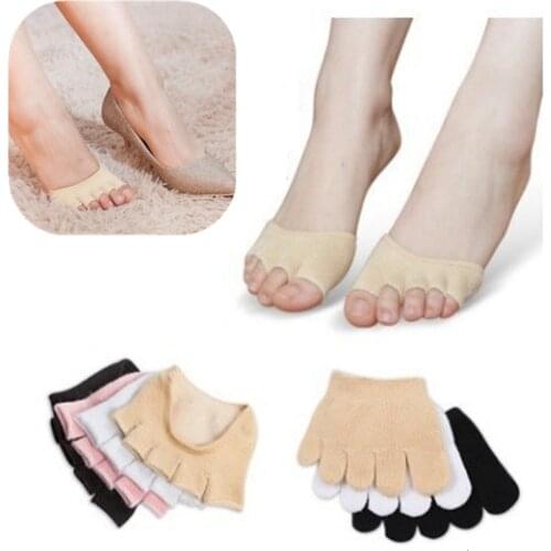 1Pair Toe Separator Pads Elasticity Foot Care Half Insoles Five Finger Toe Socks Toe Pads Insoles Forefoot Pain Relief