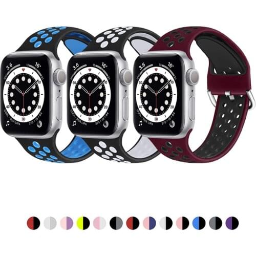 Sport strap for Apple Watch band 44mm 40mm silicone wristband iWatch band 42mm 38mm apple watch 6/5/4/3/2/1/SE rubber bracelet