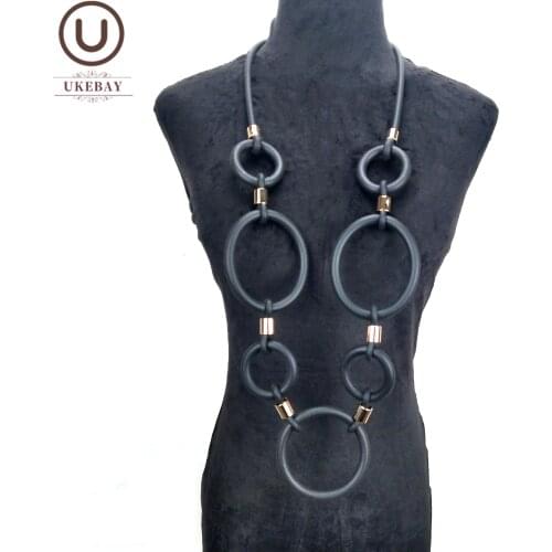 UKEBAY 2020 New Rubber Jewelry Women Long Pendant Necklace Punk Style Clothes Accessories Handmade Necklaces Wholesale Jewellery