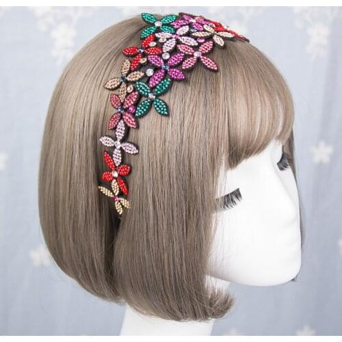 Fashion Simplicity Big Flowers Head Wear Headband for Women Rhinestone Non-slip Border Girl Hairpin Fancy Hair Accessorie Gift