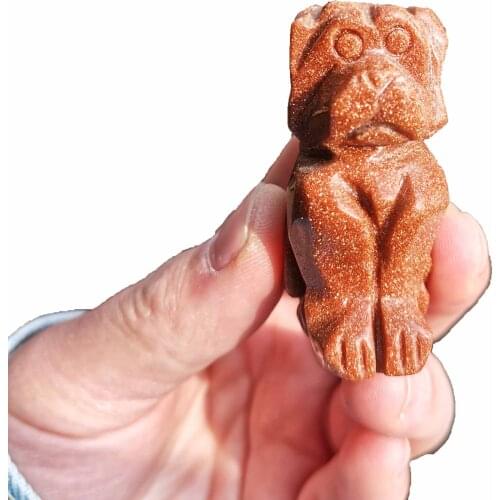 High Quality Natural Golden Sandstone Small Dog Reiki Healing Chakras Rare Gem For Decorative Gifts