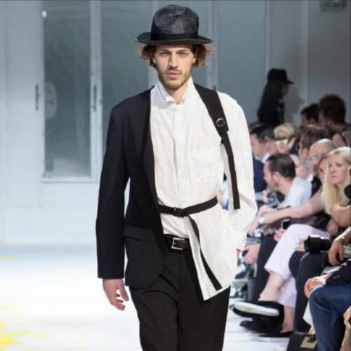 S-6xl New Plus Size Mens Clothing Hair Stylist Fashion Simplicity Personality Splice Vest Coat Black Asymmetry Vest Costumes