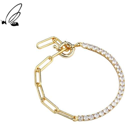 SSTEEL 925 Sterling Sliver Luxury Designer Zircon Simple Charms Chain Bracelet For Women Accessories Gothic Minimalist Jewelry
