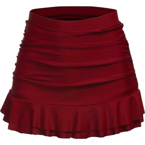 Swimsuit Women 2021 Skirted Bikini Bottom High Waisted Shirred Bottom Ruffles Swimwear Swim Skirt Women Swimming Female