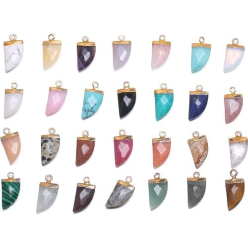 2 Pcs Various Natural Stone Crystal Tiger Eye Stone Fashion Multi-faceted Knife-shaped Pendant Jewelry Making Necklace Earrings