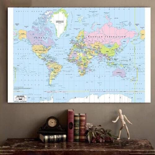 225*150cm The World Map Modern Non-woven Canvas Painting Large Wall Art Poster School Supplies Living Room Home Decoration