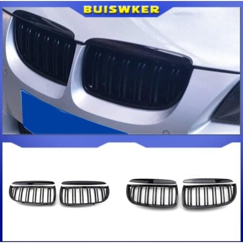 4PC/SET Pair Car Front Kidney style Double Slat Grille Set For BMW E90 E91 2005-2008