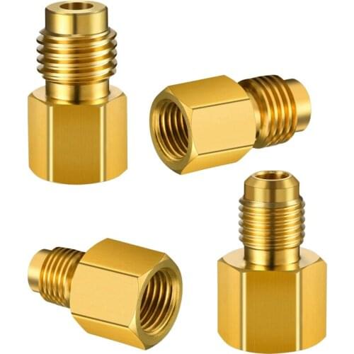 AL21 -4 Pieces 6015 R134A Brass Refrigerant Tank 1/2 Female To 1/4 Male Flare Spool and 6014 Vacuum Pump Adapter 1/4 Inch Flare