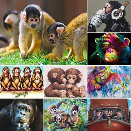 New 5D DIY Diamond Painting Animal Cross Stitch Orangutan Diamond Embroidery Full Square Round Drill Crafts Home Decor Art Gift