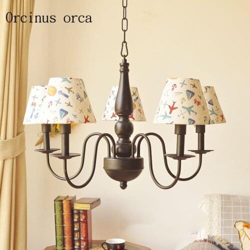 American modern minimalist iron pendant lamp living room childrens room lamp cartoon creative black iron pendant lamp