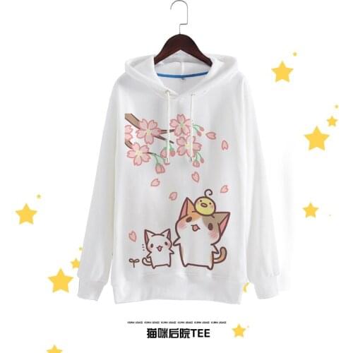 Anime Neko Atsume Cosplay Hoodies Casual Long Sleeve Cute Cat Print Harajuku Style Hoodies Size S-2XLFor Men and Women