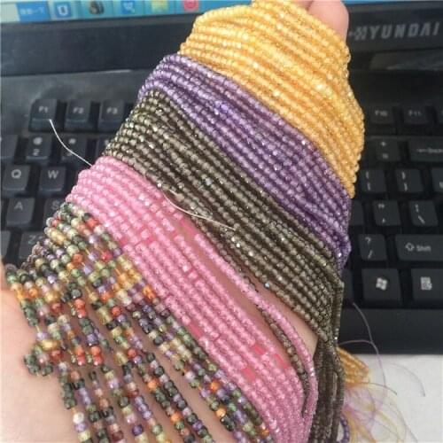Loose beads ZIRCON roundelle faceted 2*3mm pink/yellow/purple/coffee 14" for DIY jewelry making FPPJ wholesale nature
