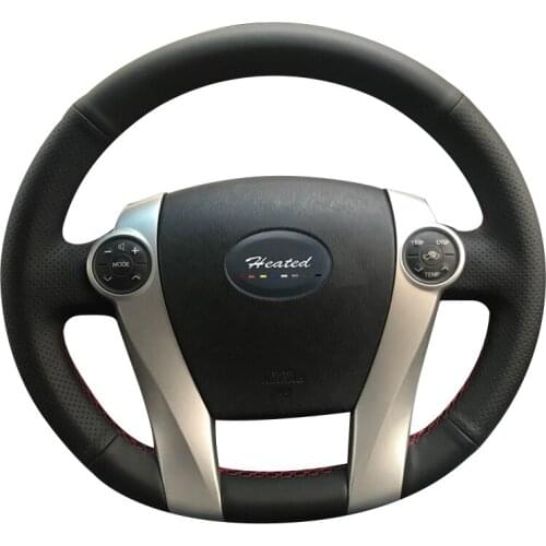 Genuine leather Steering Wheel Cover for Toyota Prius 2009-2015 Aqua 2014 2015 Braid on the steering wheel