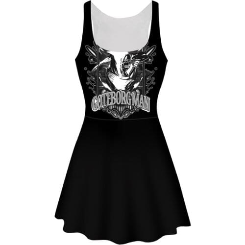 Punk Halloween Black Women Dress Print Female Mini Dress Sleeveless Black Streetwear Fashion Women Party Dress