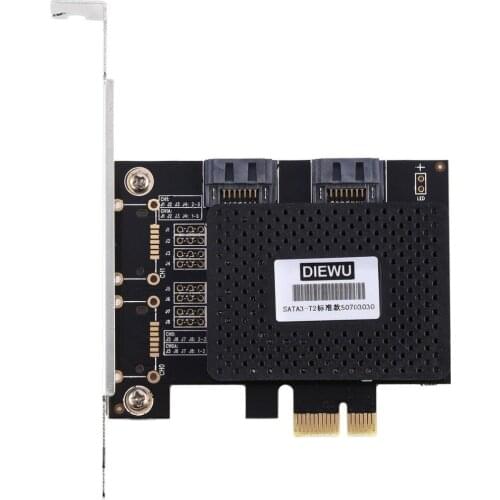 DIEWU PCIE to 3.0SATA Card 2Ports PCI Express PCIE to 2 Port SATA 3.0 Ports Expansion Controller riser Post card Adapter