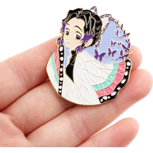 DZ1876 Demon Slayer Japanese Anime Icons Enamel Pins Brooches Backpack Bags Badge Fashion Lapel Jewelry Friends Birthday Gifts