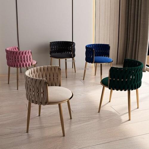 European Style Flannel Dining Chairs Home Bedroom Furniture Modern Leisure Backrest Negotiation Dining Chair Simple Armchair