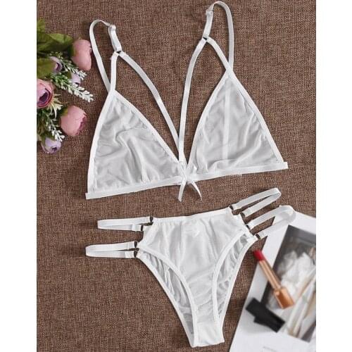 Hot Sexy Mature Young Ladies Sexy Women Night Lingerie Perspective Bra Garter Belt Bikini Set