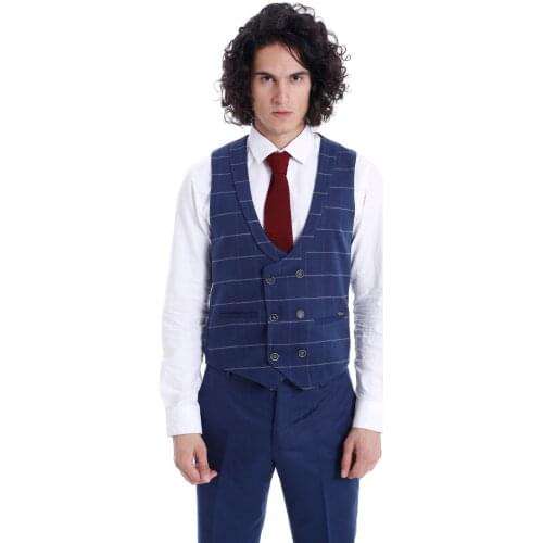 Checked Vest Plain Pants Set Wessi