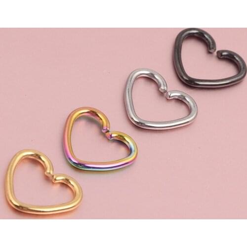 80PCS/Lot Mix 4 colors Stainless Steel Heart Shape Septum Piercing Nose Hoop Daith Helix Cartilage Lip Labret Piercing Ring