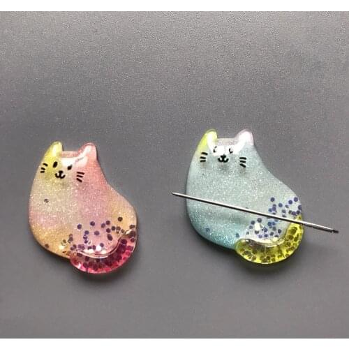 Colorful Cat needle minder to keep track of your needles cross stitch accessories